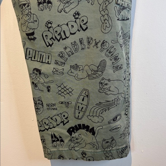 PUMA X RIPNDIP AOP TWILL (EUCALYPTUS) green CAT pants size small - Picture 11 of 15